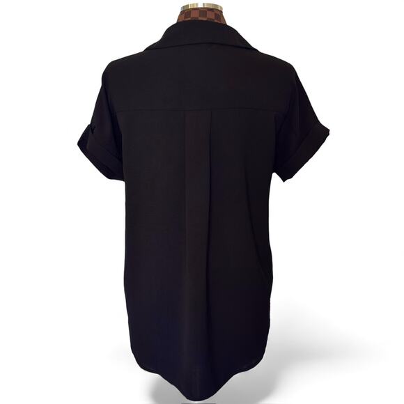 Dreimp Womens Black Button Down Shirt Size Medium Preppy Minimalist Classic - Picture 5 of 9